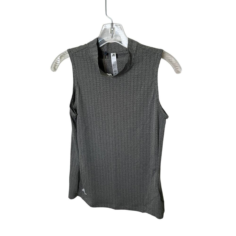 Adidas Womens‎ Essentials Sleeveless Polo Shirt Black White Mock Neck XS HA3480